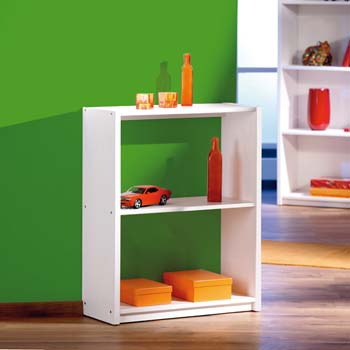 Emi Solid Pine 3 Shelf Bookcase in White