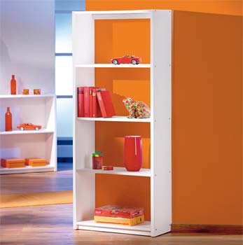 Emi Solid Pine 5 Shelf Bookcase in White