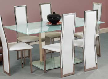 Floe Rectangular Dining Table with Glass Top