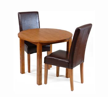 Furniture123 Greenham Oak Round Dining Set with 2 Chairs