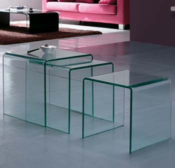 Furniture123 Gustav 09 Glass Nest of Tables - FREE 48 HOUR