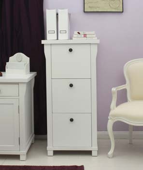 Furniture123 Hanford White Solid Ash 3 Drawer Filing Cabinet