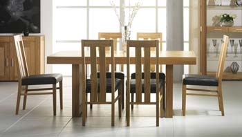 Furniture123 Hartford Large Panel Dining Set with Slatted Chairs