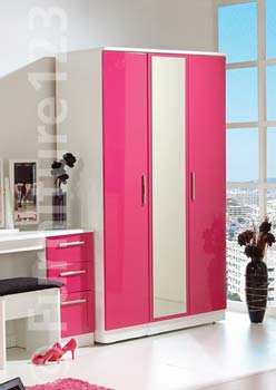 Hatherley High Gloss 3 Door Mirrored Wardrobe in