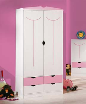 Furniture123 Isabella Pink and White Childrens Wardrobe
