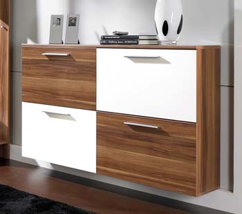 Isy Shoe Cabinet in Walnut and White