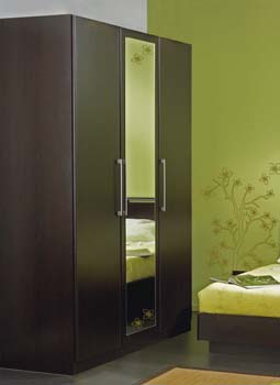 Jade 3 Door Mirrored Wardrobe in Wenge