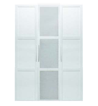 Jay 3 Door Panelled Wardrobe in White and Metal