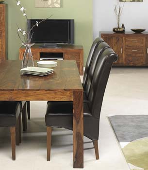 Furniture123 Laguna Sheesham Brown Upholstered Dining Chair