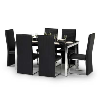 Furniture123 Lei Rectangular Dining Set with Black Glass Top