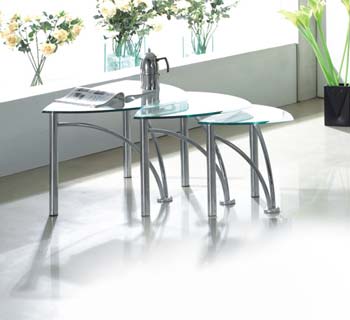 Lilly Glass and Chrome Nest of Tables