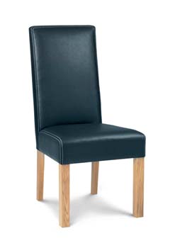 Furniture123 Lyon Oak Large Leather Dining Chairs in Black (pair)