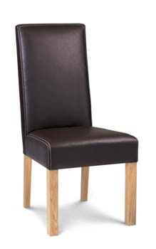 Furniture123 Lyon Oak Large Leather Dining Chairs (pair)