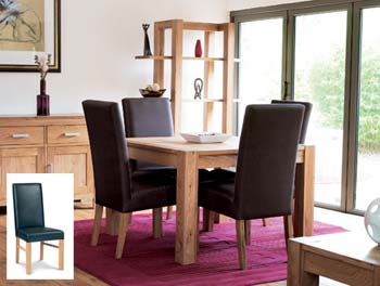 Furniture123 Lyon Oak Square Dining Set with Leather Chairs