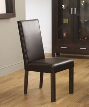Furniture123 Lyon Walnut Large Leather Dining Chairs in Brown (pair)