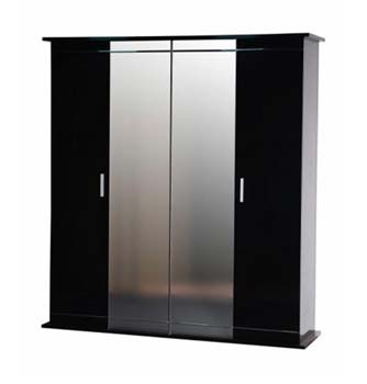 Furniture123 Marina High Gloss Black 4 Door Mirrored Wardrobe
