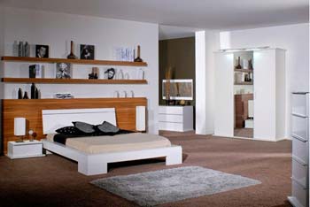 Furniture123 Marina White Bedroom Set with 3 Door Wardrobe