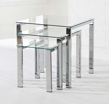 Furniture123 Marnie Clear Glass Nest Of Tables - WHILE STOCKS