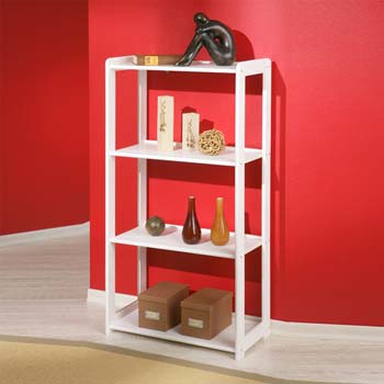 Furniture123 Meghan White Pine 4 Shelf Bookcase