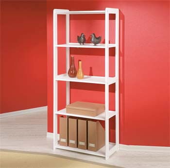 Furniture123 Meghan White Pine 5 Shelf Bookcase