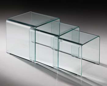 Furniture123 Meto Glass Nest Of Tables - FREE NEXT DAY DELIVERY