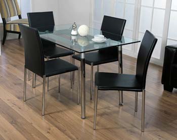 Furniture123 Meto Rectangular Glass Dining Set with Black