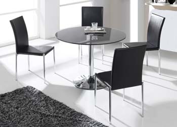 Furniture123 Meto Round Black Glass Dining Set - FREE NEXT