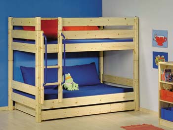 Mickey Natural 19 - Bunk Bed with Long Drawer -