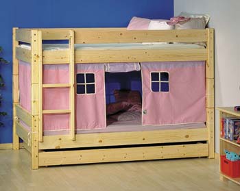 Furniture123 Mickey Natural 20- Bunk Bed with Pink Tent and