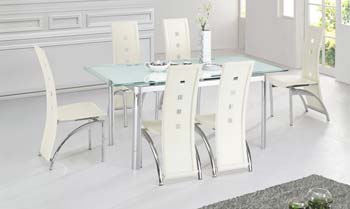 Furniture123 Morinda White Glass Extending Dining Set