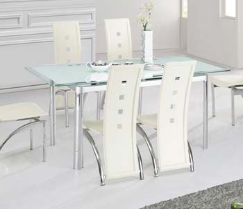 Morinda White Glass Extending Dining Table