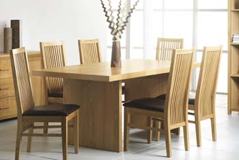 Furniture123 Nevada Large Panel Dining Set with Slatted Chairs