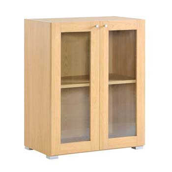 Furniture123 Newsam Low Glazed Bookcase in Oak