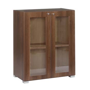 Furniture123 Newsam Low Glazed Bookcase in Walnut