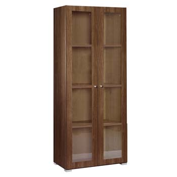 Furniture123 Newsam Tall Glazed Bookcase in Walnut