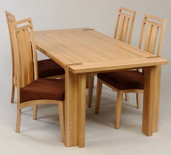 Furniture123 Nexus Dining Set In Light Oak with Four Chairs