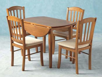 Furniture123 Norwich Drop Leaf Dining Set in Light Honey -