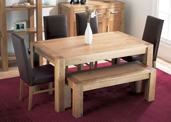 Furniture123 Nyon Oak Bench Dining Set - FREE NEXT DAY DELIVERY