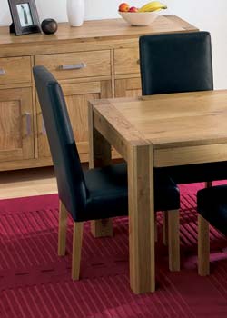 Nyon Oak Large Leather Dining Chairs in Black