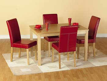 Oakmere Dining Set in Red Leather