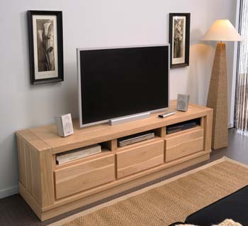 Oran Solid Oak 3 Drawer TV Unit