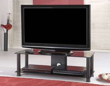 Orson Black Glass 2 Tier TV Unit OS017 BB - FREE