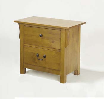 Furniture123 Pine Mission 2 Drawer Bedside Table