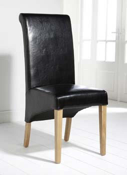 Royal Leather Dining Chairs in Black (pair)