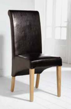 Furniture123 Royal Leather Dining Chairs in Brown (pair)