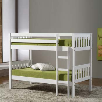 Sandi Solid Pine Bunk Bed in White