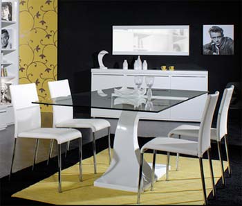 Sylvie High Gloss White Rectangular Dining Table