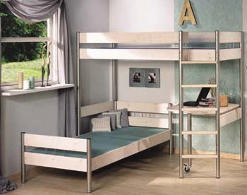 Thuka Ice 4 - Highsleeper Bed with Ladder and Glide Desk