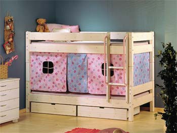 Thuka Maxi White 4 - Bunk Bed with Flower Tent and Under Bed Drawers