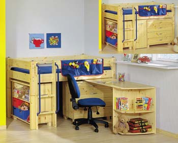 Furniture123 Thuka Shorty 2 - Midsleeper Bed with Desk- Drawers and Bookcase